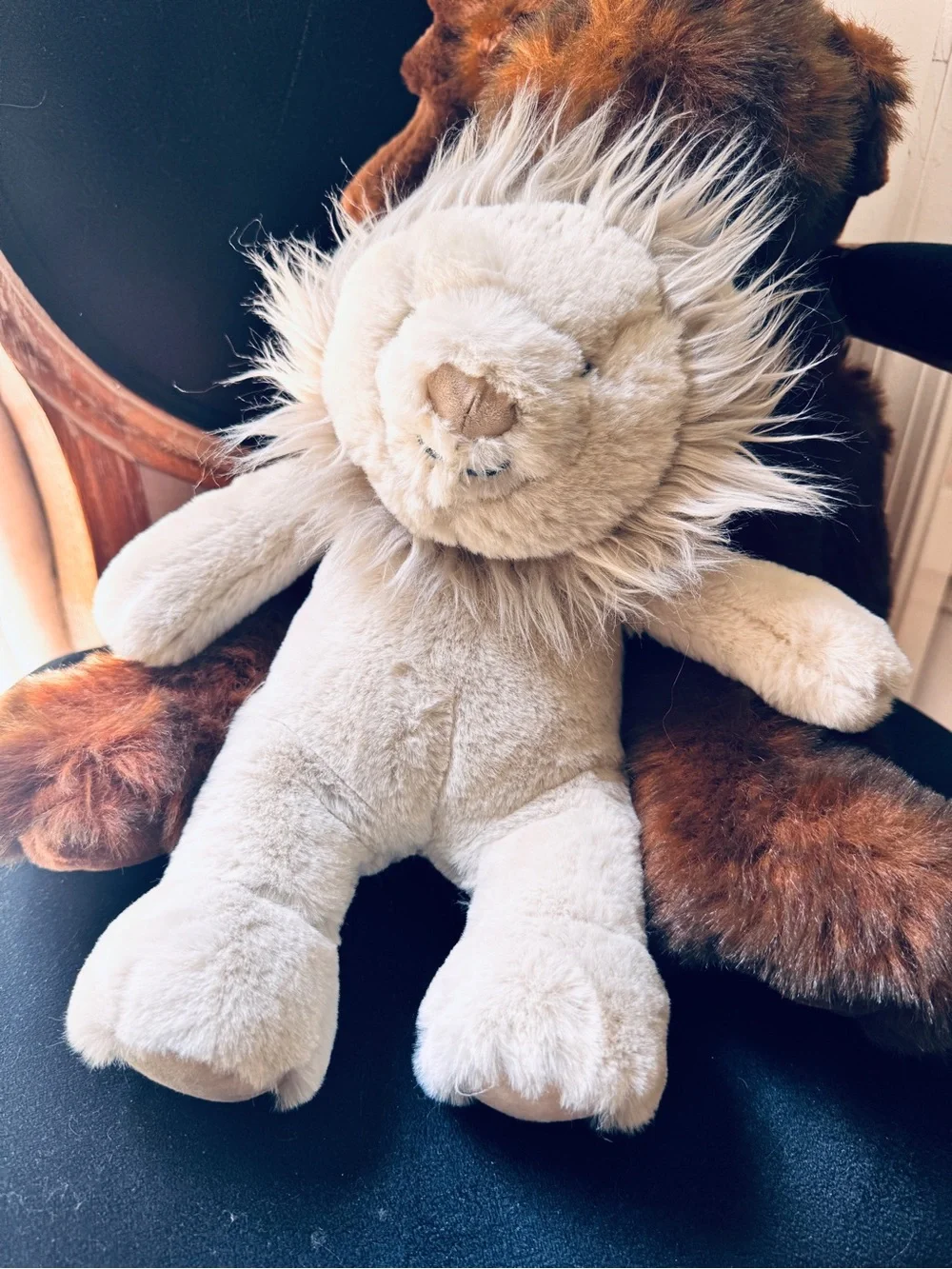 Pottery Barn Kids Cream Plush Lion with Fluffy Mane